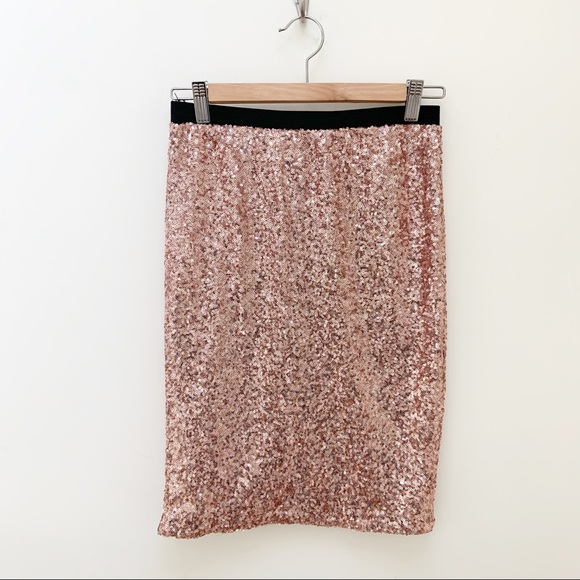 The Limited Dresses & Skirts - The Limited pink champagne sequin pencil skirt XS